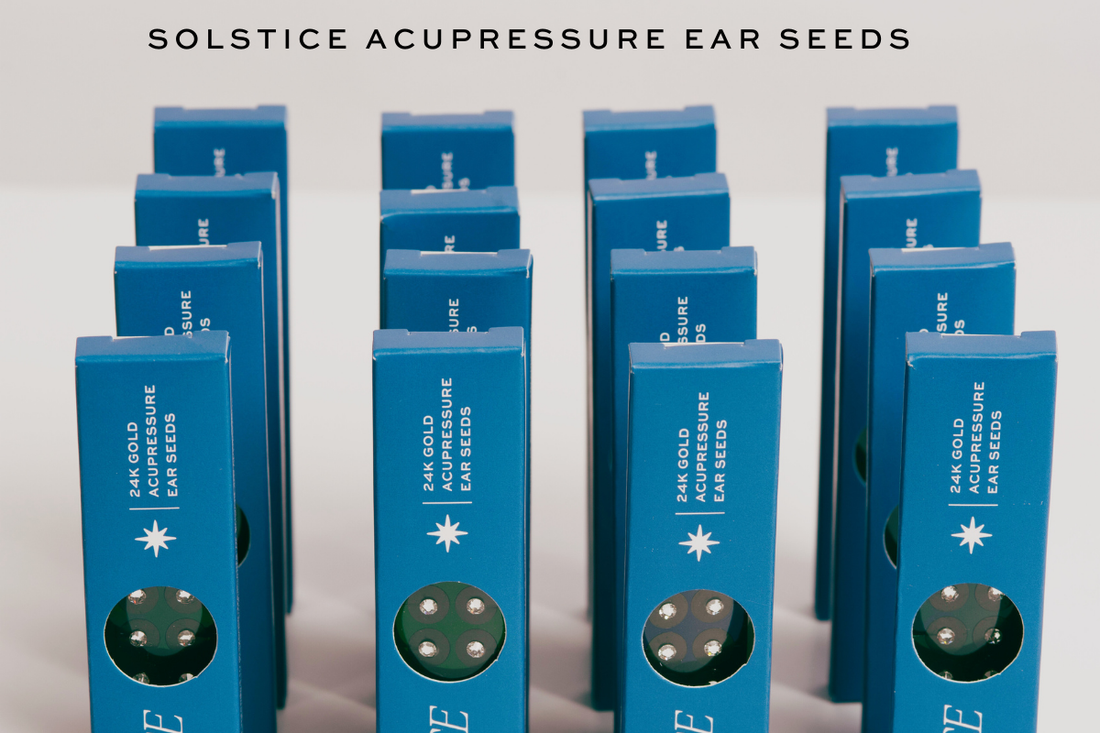 Solstice Ear Seeds Acupressure Crystal in rows.