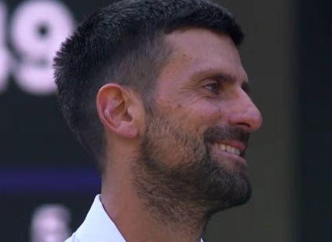 Novak Djokovic wearing ear seeds at Wimbledon . Credit BBC