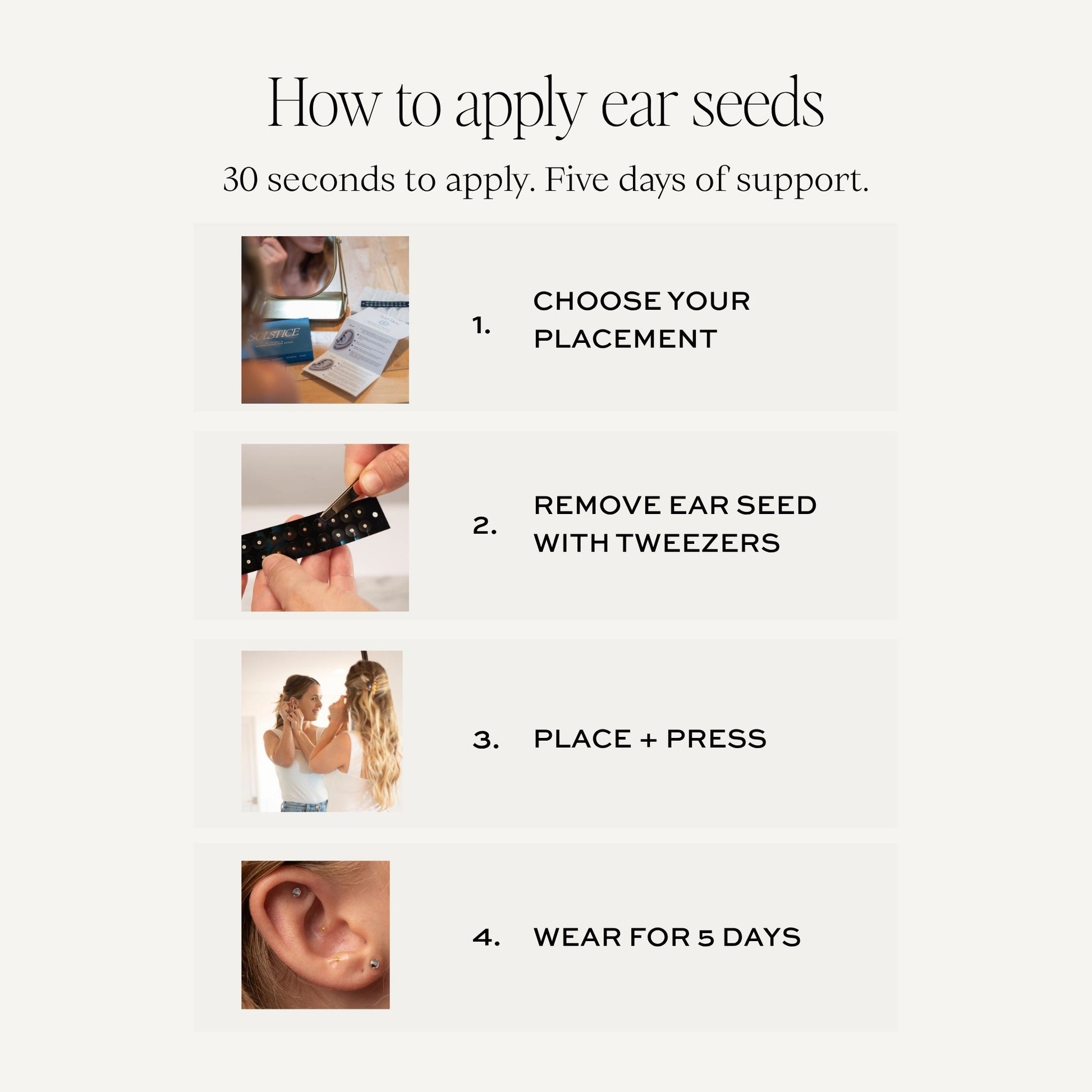 Step by step how to apply ear seeds